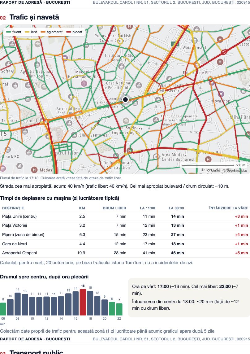 Pagina 3: trafic și timpi de navetă
